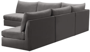 Jacob Velvet / Engineered Wood / Foam Contemporary Grey Velvet Modular Sectional - 107" W x 108" D x 32" H