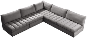 Jacob Velvet / Engineered Wood / Foam Contemporary Grey Velvet Modular Sectional - 107" W x 108" D x 32" H