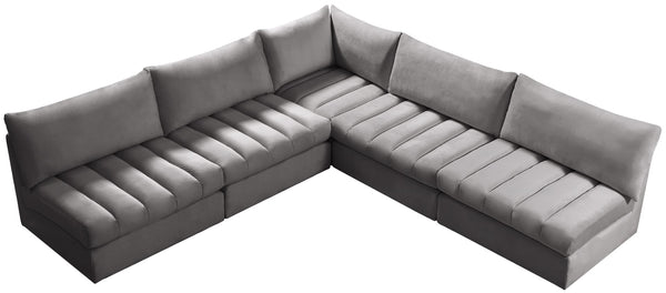 Jacob Velvet / Engineered Wood / Foam Contemporary Grey Velvet Modular Sectional - 107" W x 108" D x 32" H