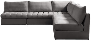 Jacob Velvet / Engineered Wood / Foam Contemporary Grey Velvet Modular Sectional - 107" W x 108" D x 32" H