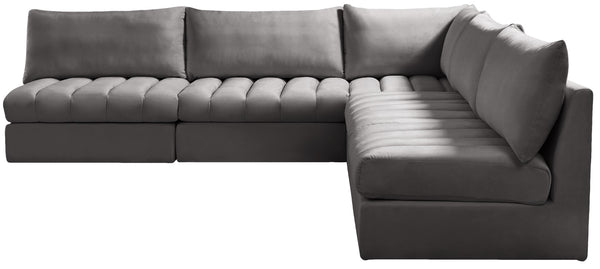 Jacob Velvet / Engineered Wood / Foam Contemporary Grey Velvet Modular Sectional - 107" W x 108" D x 32" H