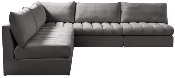 Jacob Velvet / Engineered Wood / Foam Contemporary Grey Velvet Modular Sectional - 107" W x 108" D x 32" H