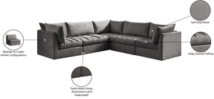 Jacob Velvet / Engineered Wood / Foam Contemporary Grey Velvet Modular Sectional - 103" W x 104" D x 32" H