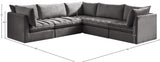 Jacob Velvet / Engineered Wood / Foam Contemporary Grey Velvet Modular Sectional - 103" W x 104" D x 32" H