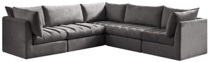 Jacob Velvet / Engineered Wood / Foam Contemporary Grey Velvet Modular Sectional - 103" W x 104" D x 32" H