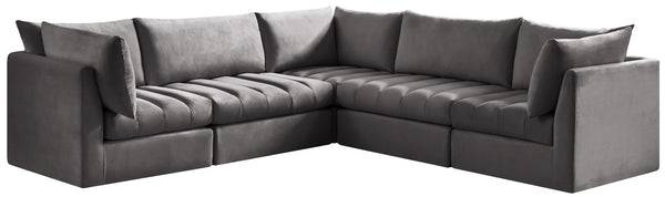 Jacob Velvet / Engineered Wood / Foam Contemporary Grey Velvet Modular Sectional - 103" W x 104" D x 32" H