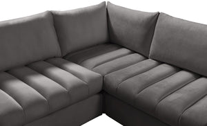 Jacob Velvet / Engineered Wood / Foam Contemporary Grey Velvet Modular Sectional - 103" W x 104" D x 32" H