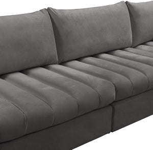 Jacob Velvet / Engineered Wood / Foam Contemporary Grey Velvet Modular Sectional - 103" W x 104" D x 32" H