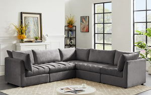 Jacob Velvet / Engineered Wood / Foam Contemporary Grey Velvet Modular Sectional - 103" W x 104" D x 32" H