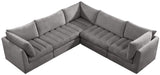 Jacob Velvet / Engineered Wood / Foam Contemporary Grey Velvet Modular Sectional - 103" W x 104" D x 32" H