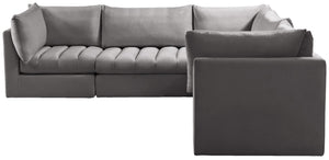 Jacob Velvet / Engineered Wood / Foam Contemporary Grey Velvet Modular Sectional - 103" W x 104" D x 32" H