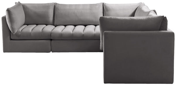 Jacob Velvet / Engineered Wood / Foam Contemporary Grey Velvet Modular Sectional - 103" W x 104" D x 32" H