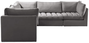 Jacob Velvet / Engineered Wood / Foam Contemporary Grey Velvet Modular Sectional - 103" W x 104" D x 32" H