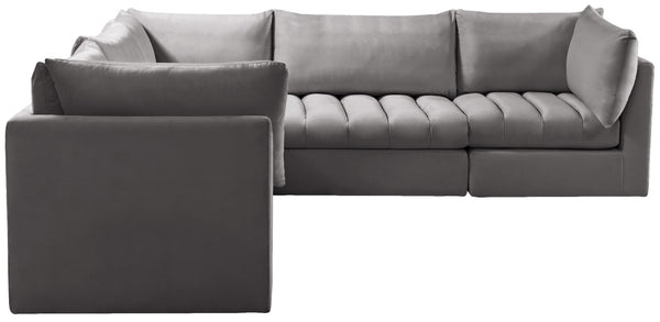 Jacob Velvet / Engineered Wood / Foam Contemporary Grey Velvet Modular Sectional - 103" W x 104" D x 32" H