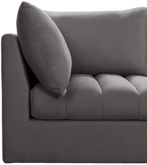 Jacob Velvet / Engineered Wood / Foam Contemporary Grey Velvet Modular Sectional - 103" W x 104" D x 32" H