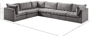 Jacob Velvet / Engineered Wood / Foam Contemporary Grey Velvet Modular Sectional - 140" W x 104" D x 32" H