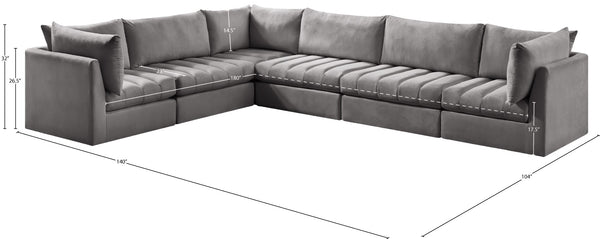 Jacob Velvet / Engineered Wood / Foam Contemporary Grey Velvet Modular Sectional - 140" W x 104" D x 32" H