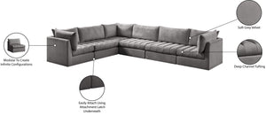 Jacob Velvet / Engineered Wood / Foam Contemporary Grey Velvet Modular Sectional - 140" W x 104" D x 32" H