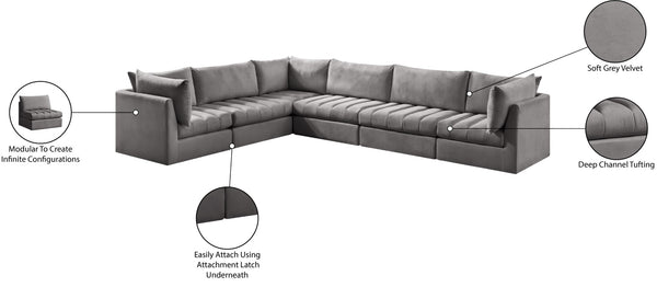 Jacob Velvet / Engineered Wood / Foam Contemporary Grey Velvet Modular Sectional - 140" W x 104" D x 32" H