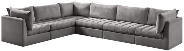 Jacob Velvet / Engineered Wood / Foam Contemporary Grey Velvet Modular Sectional - 140" W x 104" D x 32" H