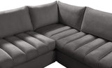 Jacob Velvet / Engineered Wood / Foam Contemporary Grey Velvet Modular Sectional - 140" W x 104" D x 32" H