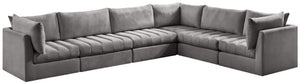 Jacob Velvet / Engineered Wood / Foam Contemporary Grey Velvet Modular Sectional - 140" W x 104" D x 32" H