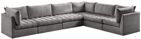 Jacob Velvet / Engineered Wood / Foam Contemporary Grey Velvet Modular Sectional - 140" W x 104" D x 32" H