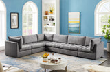 Jacob Velvet / Engineered Wood / Foam Contemporary Grey Velvet Modular Sectional - 140" W x 104" D x 32" H