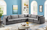 Jacob Velvet / Engineered Wood / Foam Contemporary Grey Velvet Modular Sectional - 140" W x 104" D x 32" H