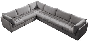 Jacob Velvet / Engineered Wood / Foam Contemporary Grey Velvet Modular Sectional - 140" W x 104" D x 32" H