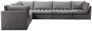 Jacob Velvet / Engineered Wood / Foam Contemporary Grey Velvet Modular Sectional - 140" W x 104" D x 32" H