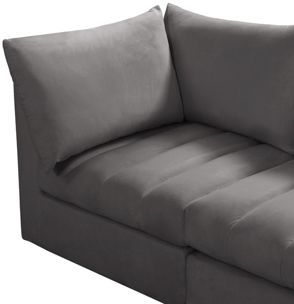 Jacob Velvet / Engineered Wood / Foam Contemporary Grey Velvet Modular Sectional - 140" W x 104" D x 32" H