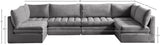 Jacob Velvet / Engineered Wood / Foam Contemporary Grey Velvet Modular Sectional - 140" W x 71" D x 32" H