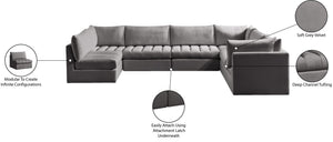Jacob Velvet / Engineered Wood / Foam Contemporary Grey Velvet Modular Sectional - 140" W x 104" D x 32" H