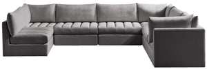 Jacob Velvet / Engineered Wood / Foam Contemporary Grey Velvet Modular Sectional - 140" W x 104" D x 32" H