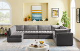 Jacob Velvet / Engineered Wood / Foam Contemporary Grey Velvet Modular Sectional - 140" W x 104" D x 32" H