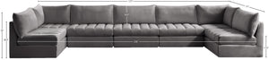 Jacob Velvet / Engineered Wood / Foam Contemporary Grey Velvet Modular Sectional - 177" W x 71" D x 32" H
