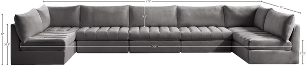 Jacob Velvet / Engineered Wood / Foam Contemporary Grey Velvet Modular Sectional - 177" W x 71" D x 32" H