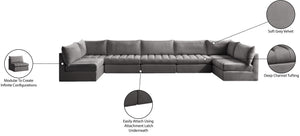 Jacob Velvet / Engineered Wood / Foam Contemporary Grey Velvet Modular Sectional - 177" W x 71" D x 32" H