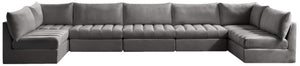 Jacob Velvet / Engineered Wood / Foam Contemporary Grey Velvet Modular Sectional - 177" W x 71" D x 32" H
