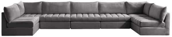 Jacob Velvet / Engineered Wood / Foam Contemporary Grey Velvet Modular Sectional - 177" W x 71" D x 32" H