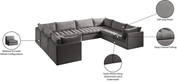 Jacob Velvet / Engineered Wood / Foam Contemporary Grey Velvet Modular Sectional - 140" W x 104" D x 32" H