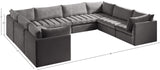 Jacob Velvet / Engineered Wood / Foam Contemporary Grey Velvet Modular Sectional - 140" W x 104" D x 32" H