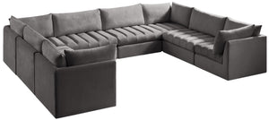 Jacob Velvet / Engineered Wood / Foam Contemporary Grey Velvet Modular Sectional - 140" W x 104" D x 32" H