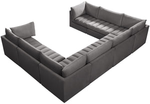 Jacob Velvet / Engineered Wood / Foam Contemporary Grey Velvet Modular Sectional - 140" W x 104" D x 32" H