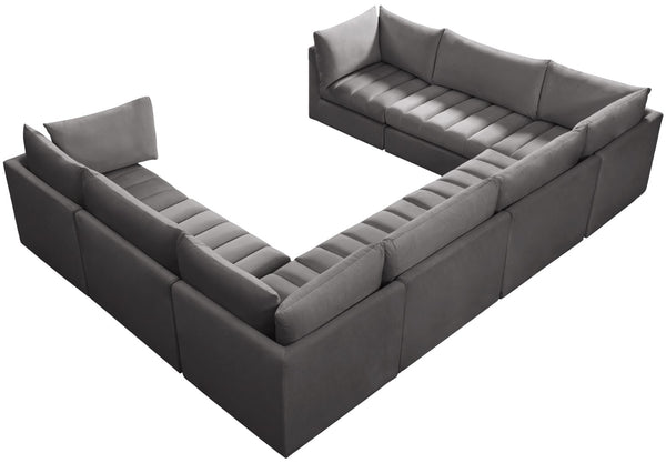 Jacob Velvet / Engineered Wood / Foam Contemporary Grey Velvet Modular Sectional - 140" W x 104" D x 32" H