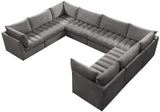 Jacob Velvet / Engineered Wood / Foam Contemporary Grey Velvet Modular Sectional - 140" W x 104" D x 32" H