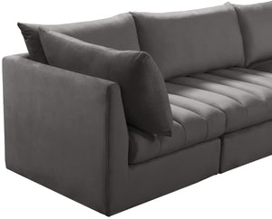 Jacob Velvet / Engineered Wood / Foam Contemporary Grey Velvet Modular Sectional - 140" W x 104" D x 32" H