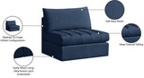 Jacob Velvet / Engineered Wood / Foam Contemporary Navy Velvet Armless - 37" W x 34" D x 32" H