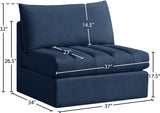 Jacob Velvet / Engineered Wood / Foam Contemporary Navy Velvet Armless - 37" W x 34" D x 32" H